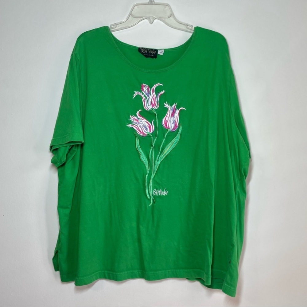Bob Mackie Wearable Art tulip embroidered t-shirt